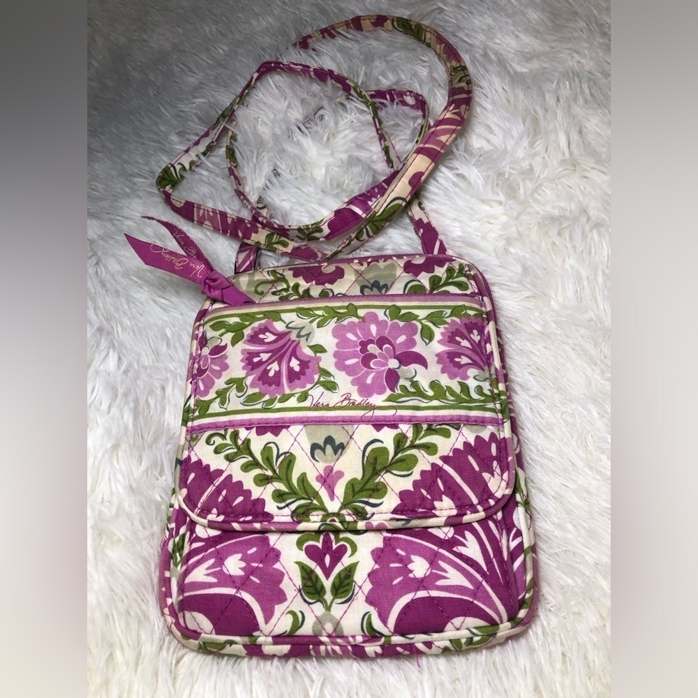 Vera Bradley Pink and Green Floral Crossbody Bag